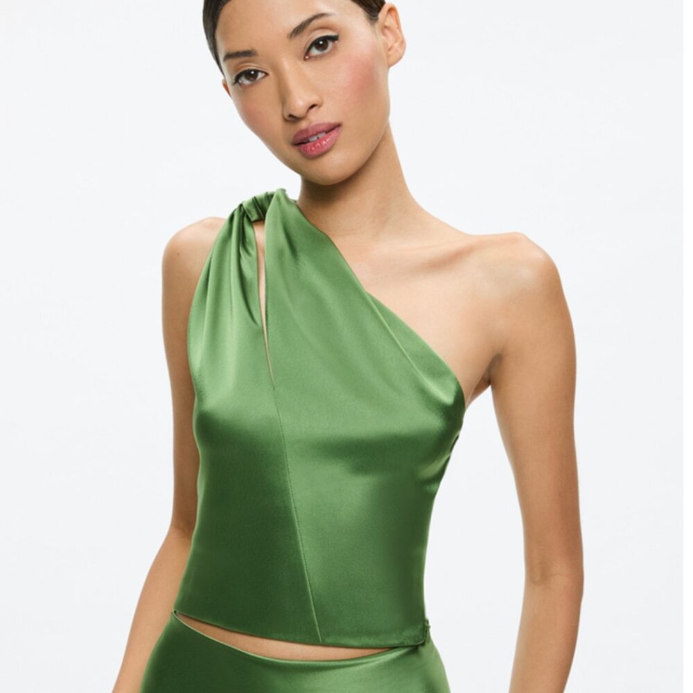NWOT Alice + Olivia | Piera One-Shoulder Satin Tank